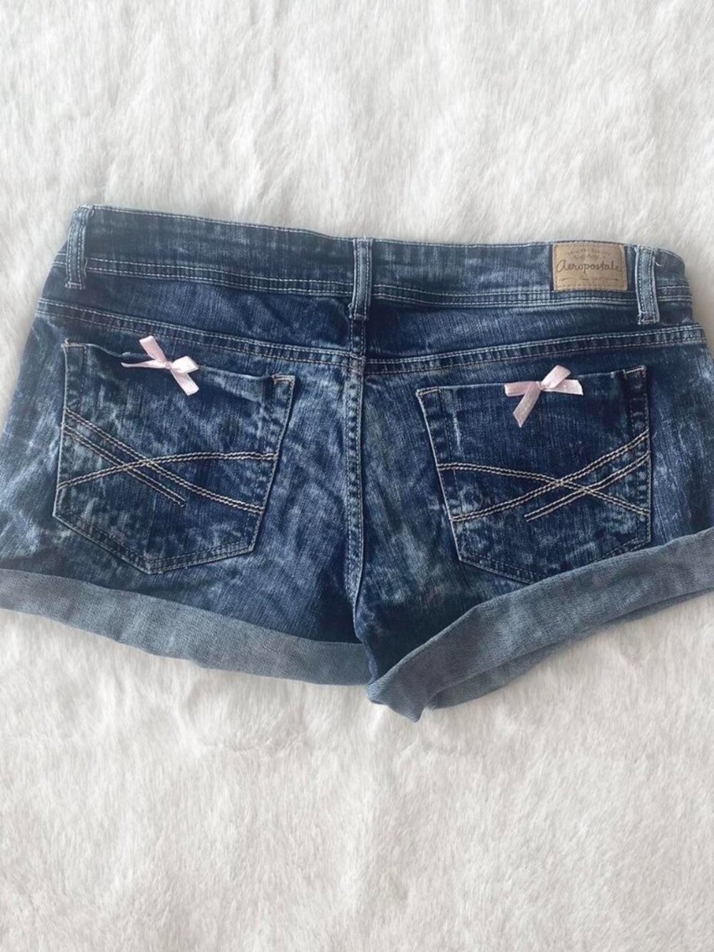 Aeropostale low-rise mini denim shorts with pink bow detail ♡